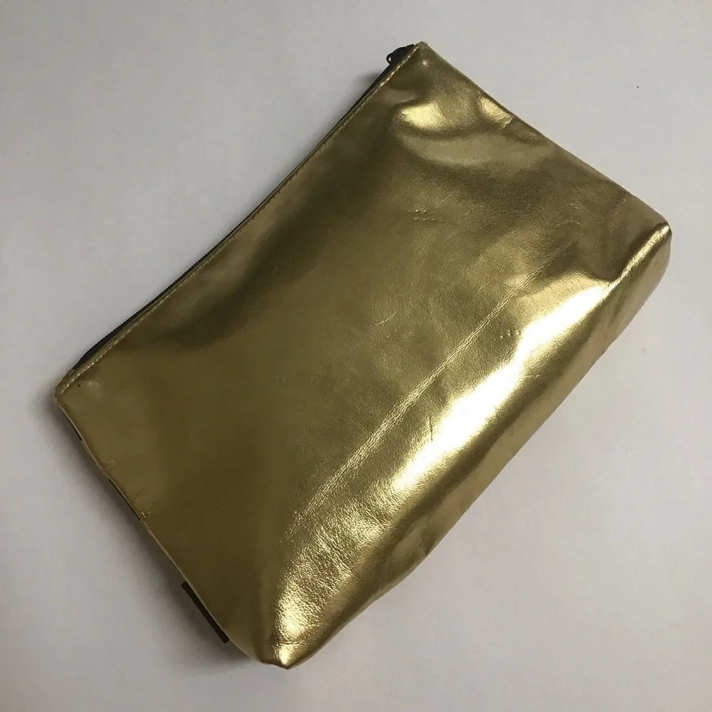 Sephora Makeup Bag Black Gold Stripe Cosmetic Pouch Beauty Organizer Travel 5x8